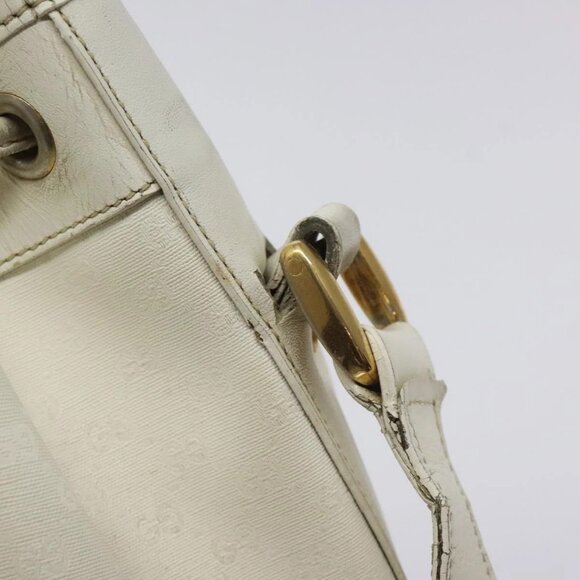 GUCCI Micro GG Supreme Shoulder Bag PVC White Gold Auth - Picture 10 of 16